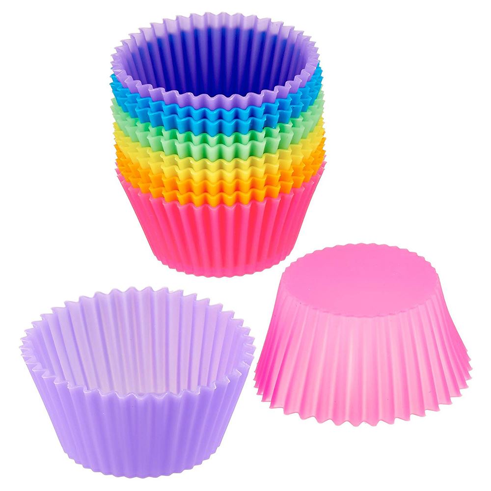 Reuseable 12pcs/Set Silicone Molds Cake Cupcake Cup Bakeware DIY Cake Decorating Tools