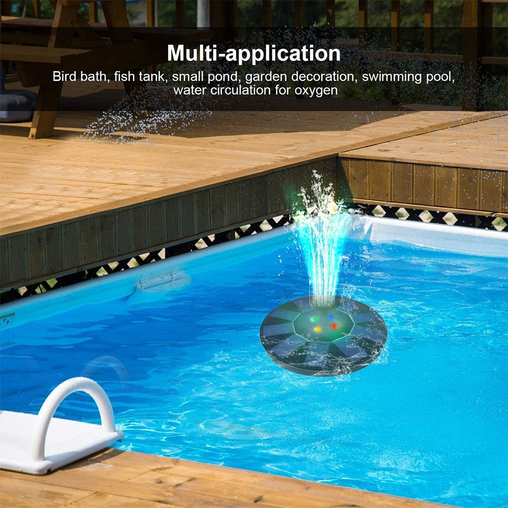 7V/3W Solar Water Fountain Pump Colorful LED Lights Floating Garden Fountain