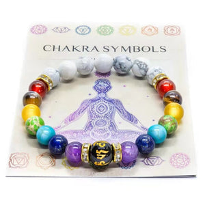 Chakra Bracelet with Meaning Card for Men/Women Natural Crystal Healing Oil Diffuser