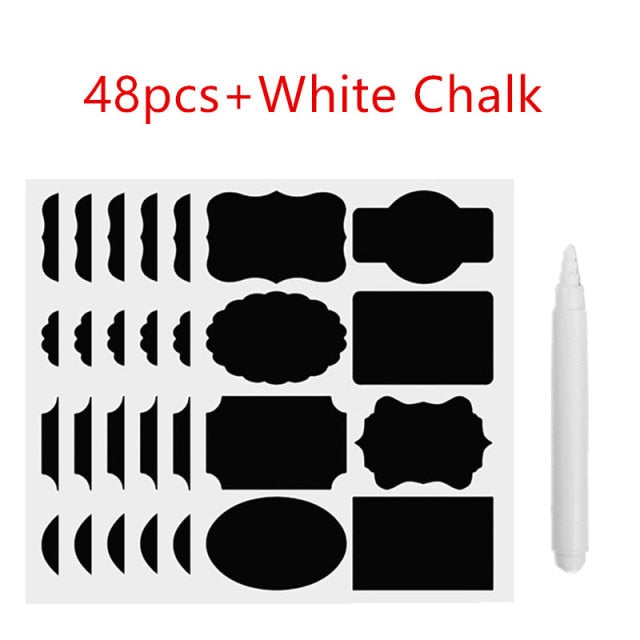 Blackboard Stickers Waterproof Chalkboard Kitchen Spice Label Sticker Home Jars Bottles Tags with White Marker
