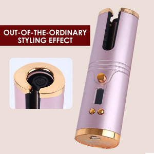 Cordless USB Charging Automatic Ceramic LCD Display Curler Rotating Curling Styling Tool