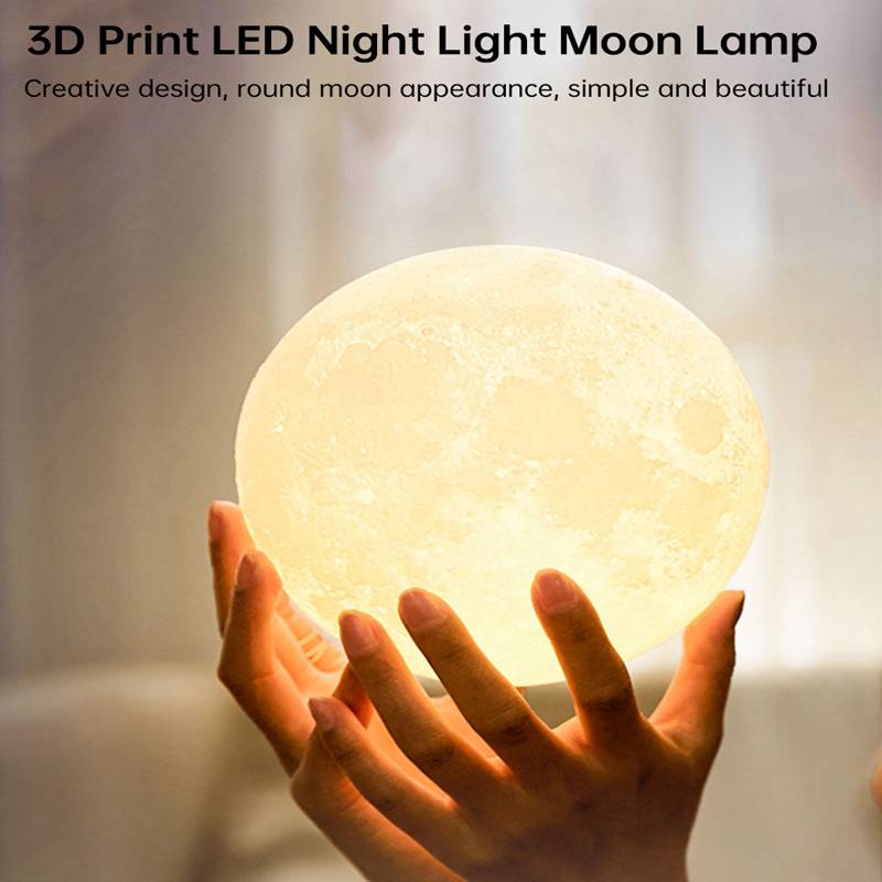 8/12Cm Kids Night Light 3D Led Moon Lamp With Stand Light Projector
