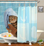 Load image into Gallery viewer, Cat or Turtle Shower Curtain with Hooks Waterproof
