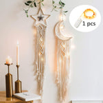Load image into Gallery viewer, Boho Moon and Star Dream Catcher Macrame Wall Hanging Bohemian Home Decor
