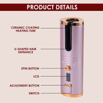 Load image into Gallery viewer, Cordless USB Charging Automatic Ceramic LCD Display Curler Rotating Curling Styling Tool
