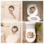 Load image into Gallery viewer, 3D Cat in the Hole Wall Sticker Bathroom Toilet Decorations

