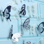 Load image into Gallery viewer, 18Pcs Black and White 3D Butterfly Wall Stickers/Wedding Decoration

