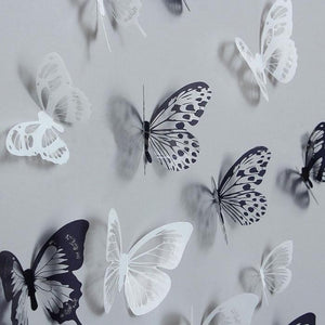 18Pcs Black and White 3D Butterfly Wall Stickers/Wedding Decoration